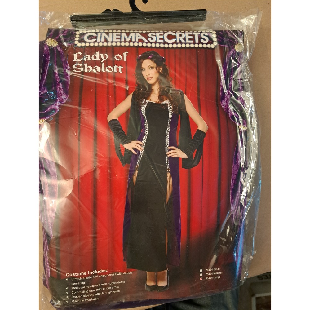 Cinema Secrets Lady of Shalott Medieval Costume Dress Set Purple Black Large